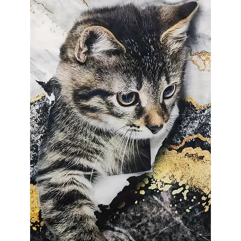 Women's Marble Cat Graphic Print Round Neck Short Sleeve Tee Shirts Summer Tops