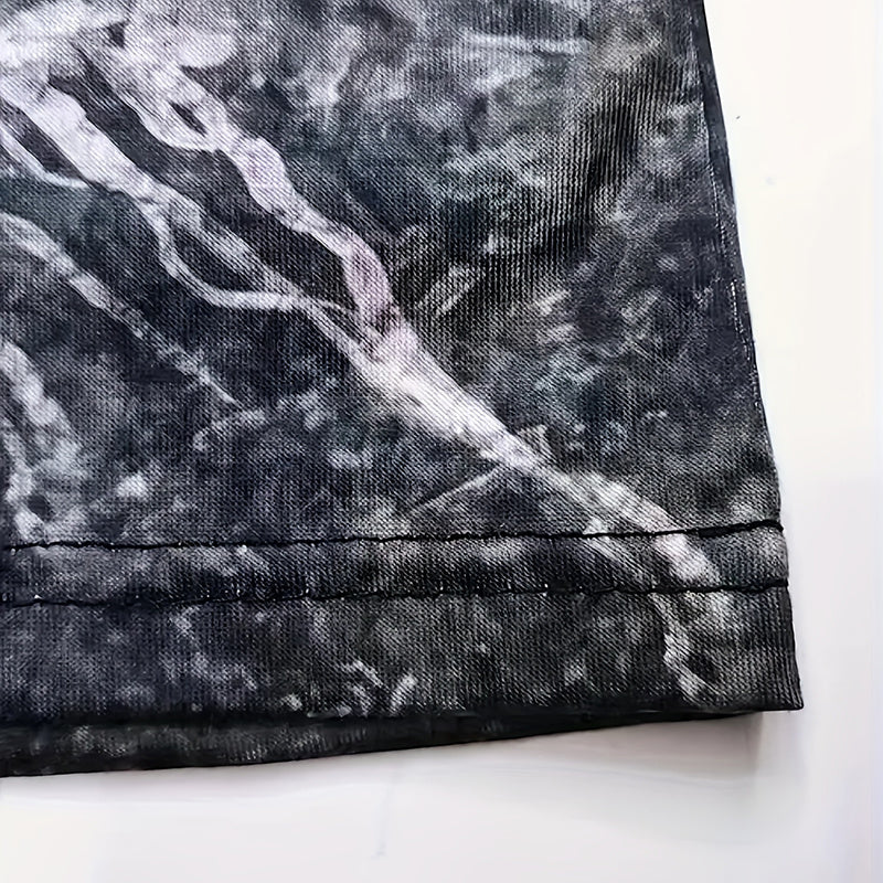 Women's Marble Cat Graphic Print Round Neck Short Sleeve Tee Shirts Summer Tops